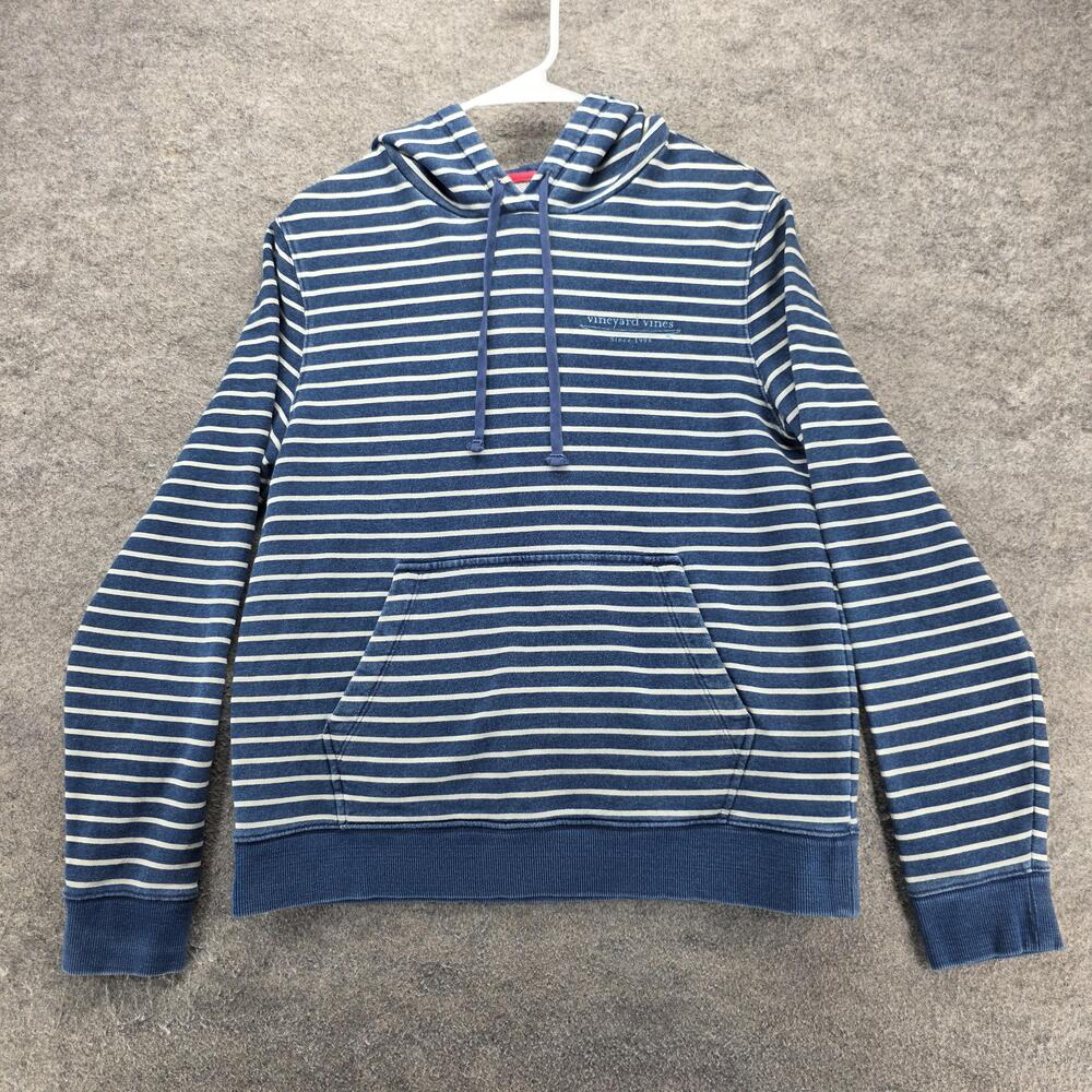 Vineyard Vines Hoodie Womens S Blue Pullover Hooded Pockets Fleece Striped